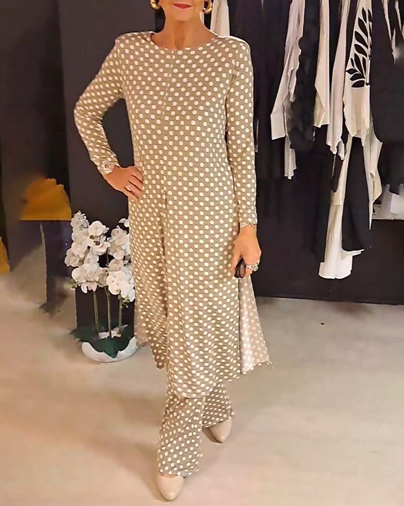 Hannah™ | Elegant Polka Dot Split Outfit