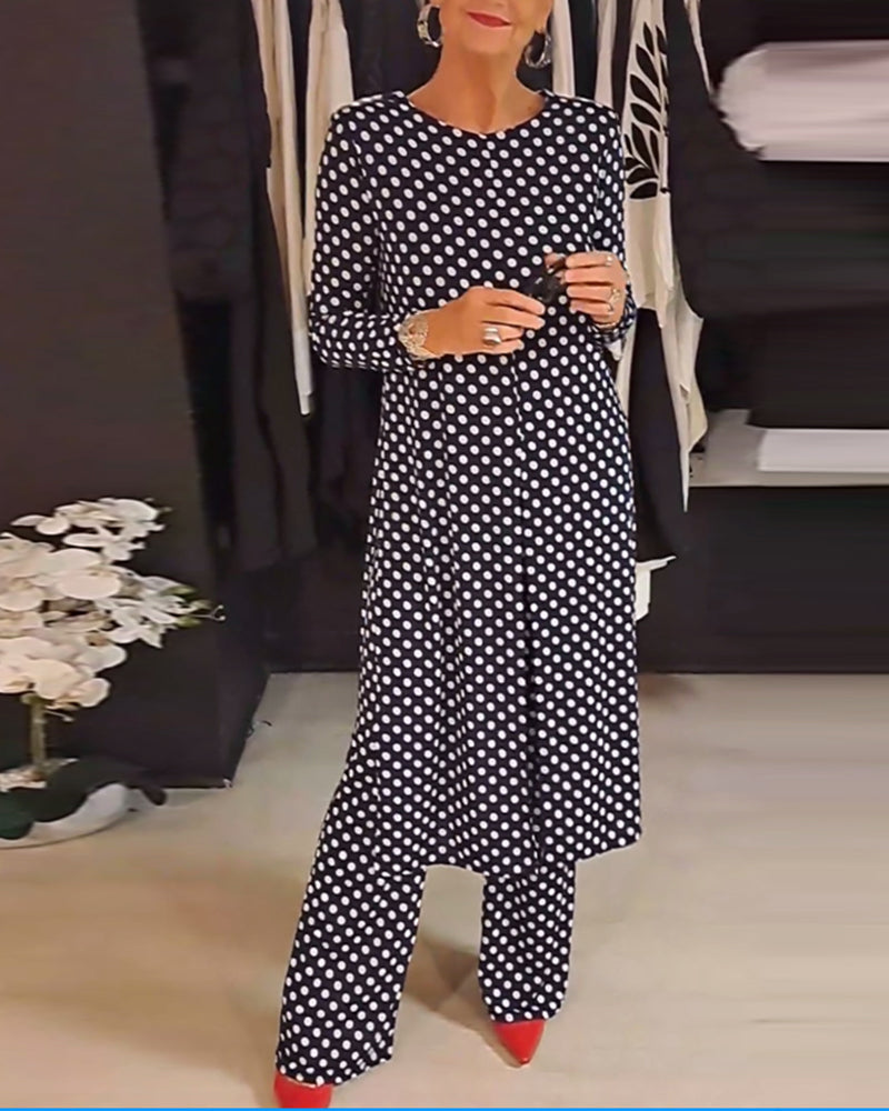Hannah™ | Elegant Polka Dot Split Outfit