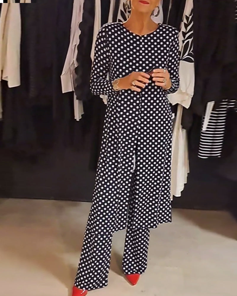 Hannah™ | Elegant Polka Dot Split Outfit