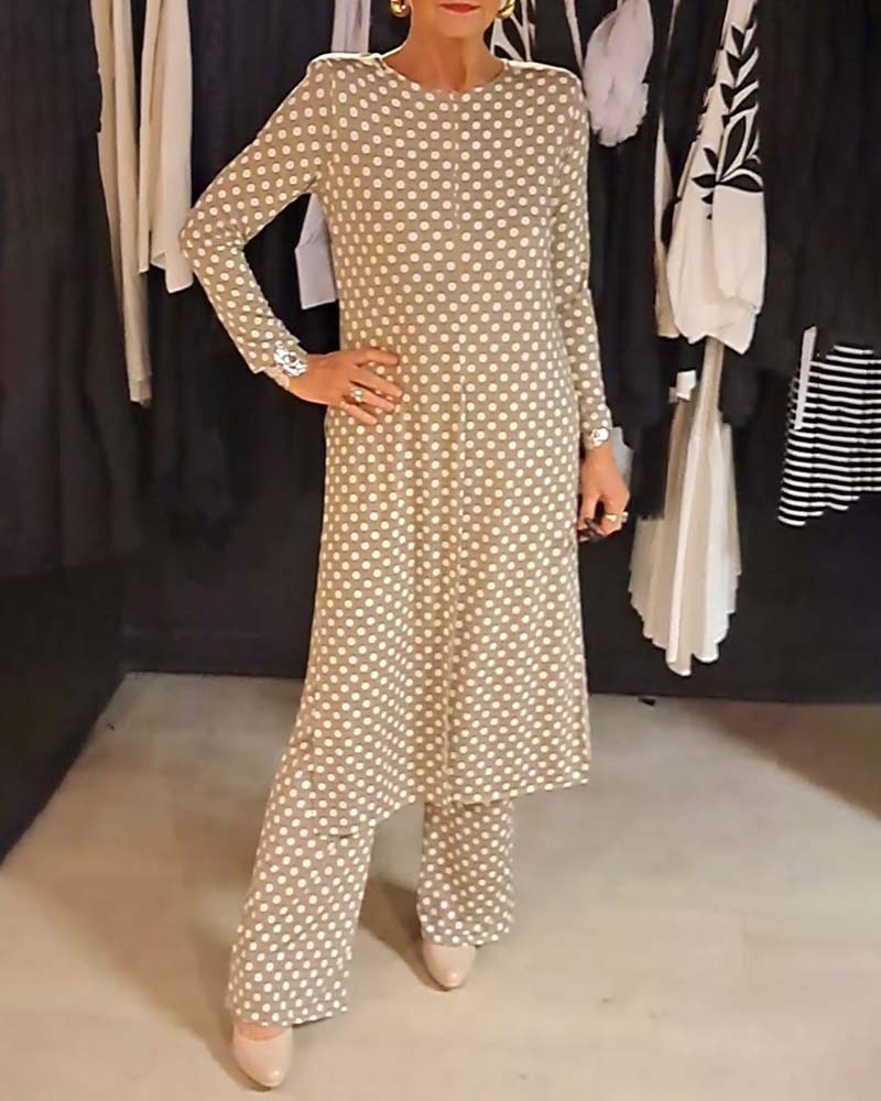 Hannah™ | Elegant Polka Dot Split Outfit