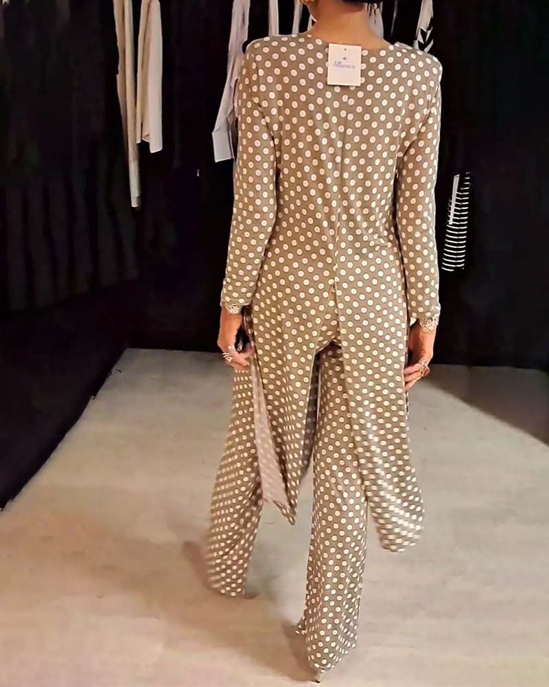 Hannah™ | Elegant Polka Dot Split Outfit