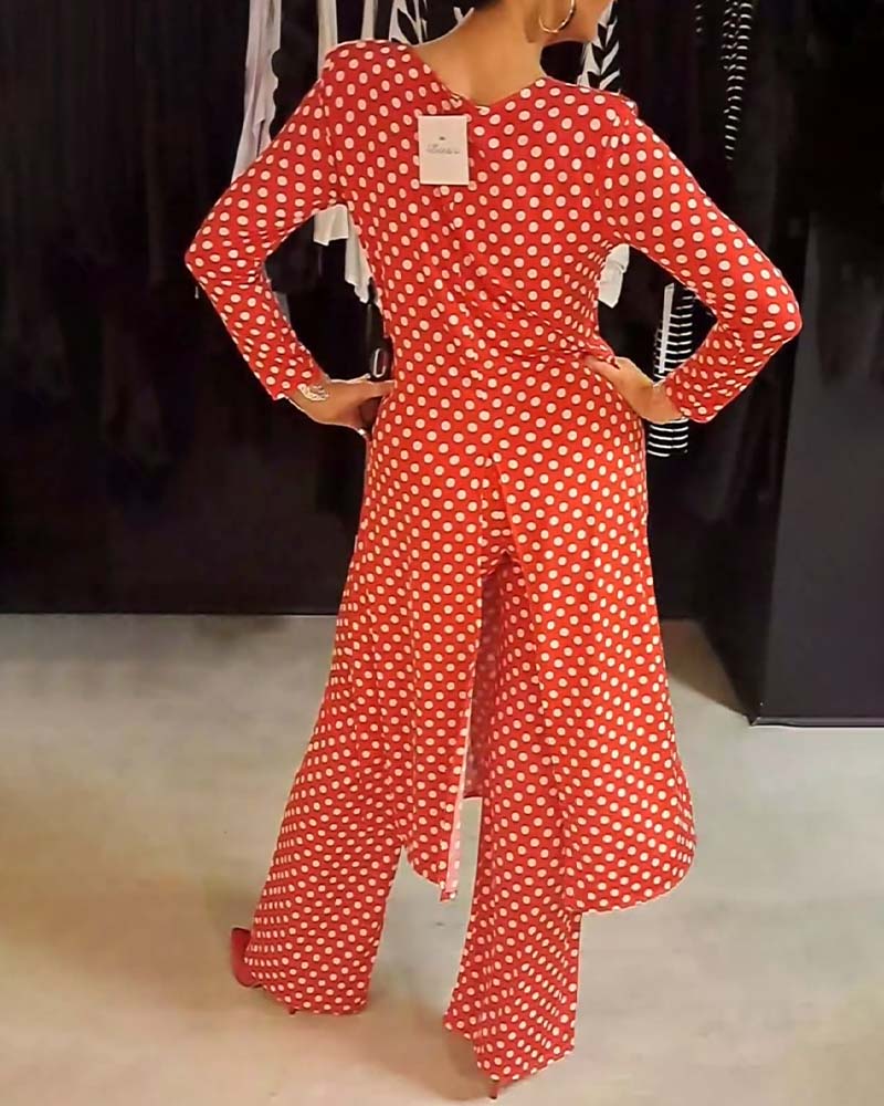 Hannah™ | Elegant Polka Dot Split Outfit