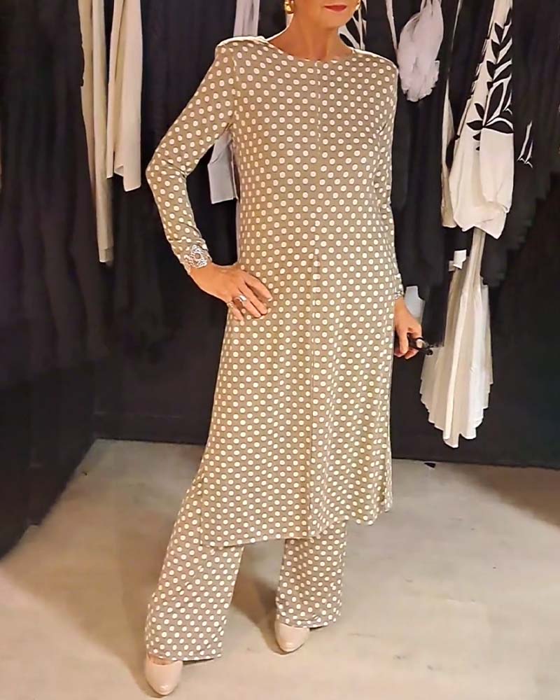Hannah™ | Elegant Polka Dot Split Outfit