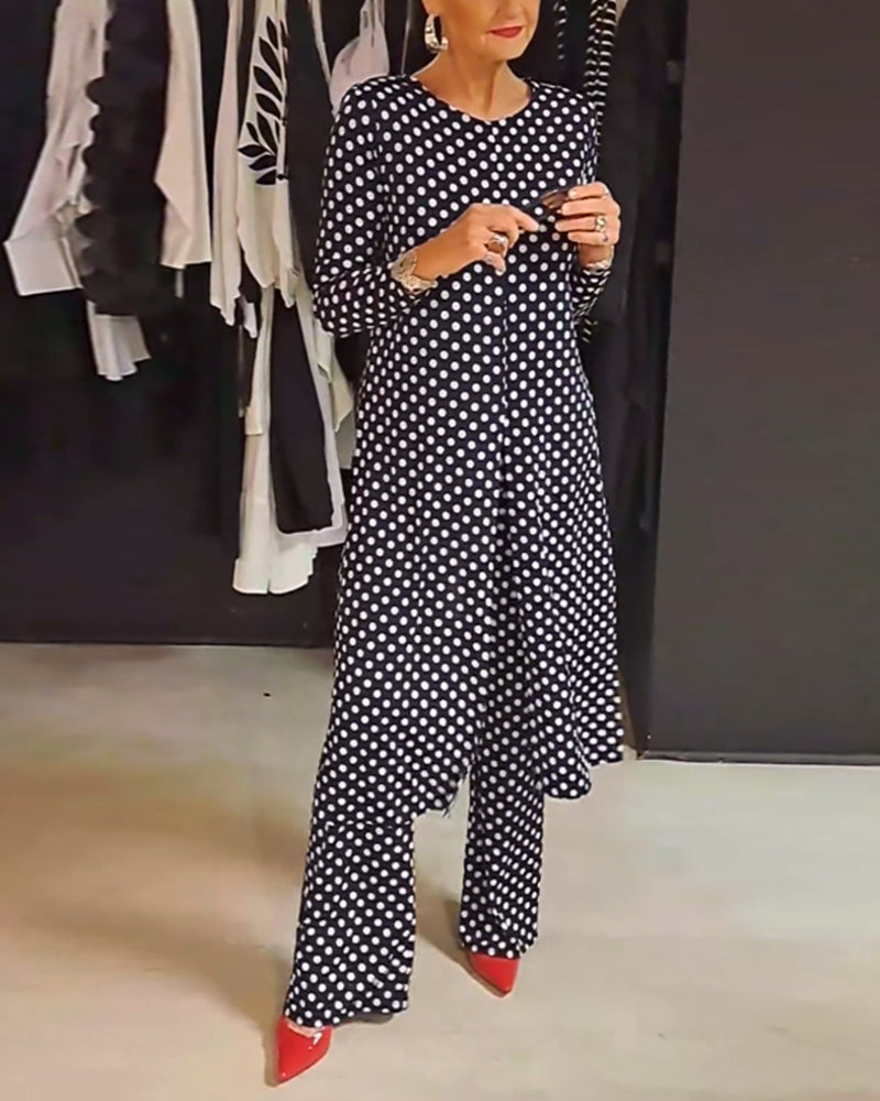 Hannah™ | Elegant Polka Dot Split Outfit